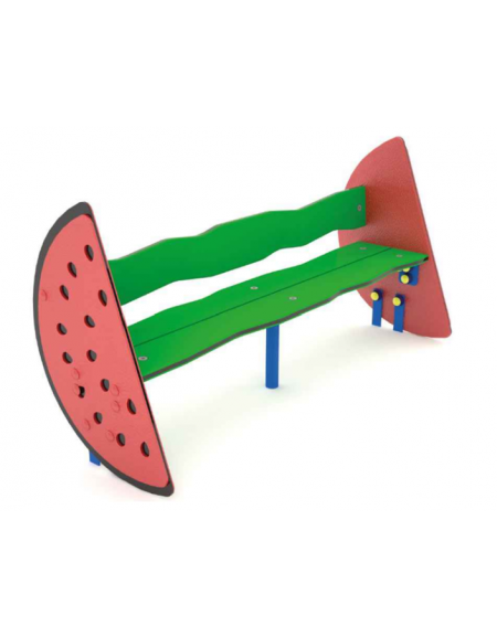 Panchina per bambini con schienale, sagoma Anguria - realizzata in HDPE - Seduta ergonomica - cm 114x40x57h