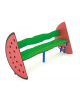 Panchina per bambini con schienale, sagoma Anguria - realizzata in HDPE - Seduta ergonomica - cm 114x40x57h