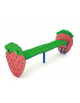 Panchina per bambini senza schienale, con sagoma Fragola - realizzata in HDPE - Seduta ergonomica - cm 120x35x45h
