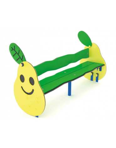 Panchina per bambini con schienale, sagoma Pera - realizzata in HDPE - Seduta ergonomica - cm 118x40x63h