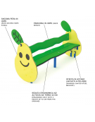 Panchina per bambini con schienale, sagoma Pera - realizzata in HDPE - Seduta ergonomica - cm 118x40x63h