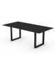 Tavolo riunione piano in vetro retro laccato e gamba metallica ad anello chiuso - Colori a scelta - cm 200x100x72,5h