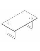 Tavolo riunione piano in vetro retro laccato e gamba metallica ad anello chiuso - Colori a scelta - cm 200x100x72,5h