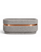 Fioriera ovale in cemento calcestruzzo per esterno - colore Bianco sabbiato - cm 90x45x45h - Conforme ai CAM