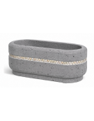 Fioriera ovale per esterno in cemento calcestruzzo colore Grigio pietra - con greca decorativa - cm 90x45x45h - Conforme ai CAM