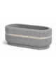Fioriera ovale per esterno in cemento calcestruzzo colore Grigio pietra - con greca decorativa - cm 90x45x45h - Conforme ai CAM