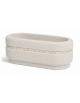 Fioriera ovale per esterno in cemento calcestruzzo colore Bianco pietra - con greca decorativa - cm 90x45x45h - Conforme ai CAM
