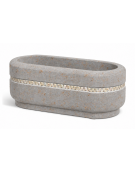 Fioriera ovale per esterno in cemento calcestruzzo colore Grigio travertino - con greca decorativa - cm 90x45x45h - CAM