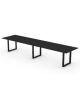 Tavolo riunione composto piano in vetro retrolaccato e gamba metallica ad anello chiuso - Colori a scelta - cm 400x100x72,5h