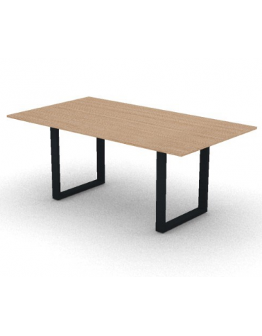 Tavolo riunione piano melaminico spessore mm 18 e gamba metallica ad anello chiuso - Colori a scelta - cm 180x100x73,5h