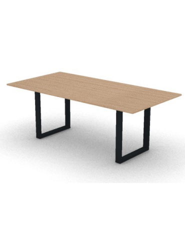 Tavolo riunione piano melaminico spessore mm 18 e gamba metallica ad anello chiuso - Colori a scelta - cm 200x100x73,5h