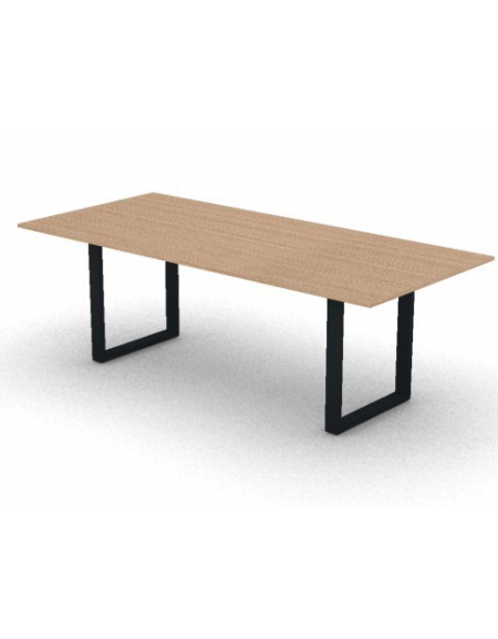 Tavolo riunione piano melaminico spessore mm 18 e gamba metallica ad anello chiuso - Colori a scelta - cm 220x100x73,5h