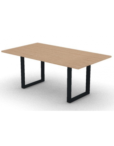 Tavolo riunione piano melaminico spessore mm 25 e gamba metallica ad anello chiuso - Colori a scelta - cm 180x100x74h