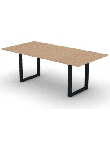 Tavolo riunione piano melaminico spessore mm 25 e gamba metallica ad anello chiuso - Colori a scelta - cm 200x100x74h