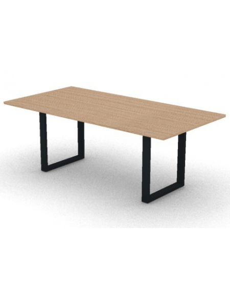 Tavolo riunione piano melaminico spessore mm 25 e gamba metallica ad anello chiuso - Colori a scelta - cm 200x100x74h
