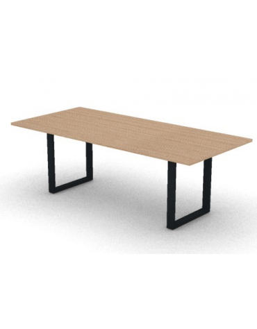 Tavolo riunione piano melaminico spessore mm 25 e gamba metallica ad anello chiuso - Colori a scelta - cm 220x100x74h