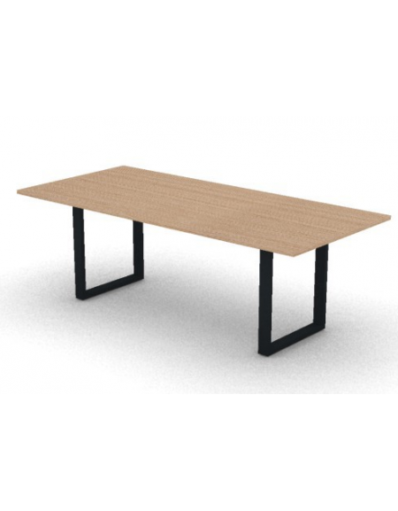 Tavolo riunione piano melaminico spessore mm 25 e gamba metallica ad anello chiuso - Colori a scelta - cm 220x100x74h