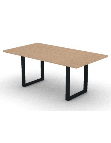 Tavolo riunione piano melaminico spessore mm 30 e gamba metallica ad anello chiuso - Colori a scelta - cm 180x100x74.5h