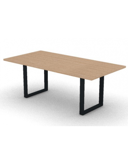 Tavolo riunione piano melaminico spessore mm 30 e gamba metallica ad anello chiuso - Colori a scelta - cm 200x100x74.5h