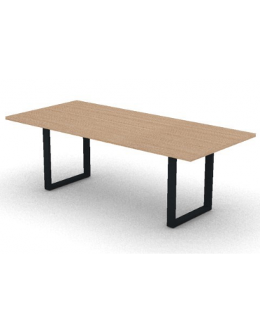 Tavolo riunione piano melaminico spessore mm 30 e gamba metallica ad anello chiuso - Colori a scelta - cm 220x100x74.5h