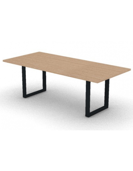 Tavolo riunione piano melaminico spessore mm 30 e gamba metallica ad anello chiuso - Colori a scelta - cm 220x100x74.5h