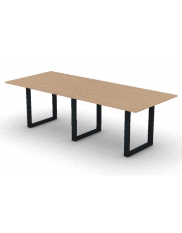Tavolo riunione composto piano melaminico spessore mm 18 e gamba metallica ad anello chiuso - Colori a scelta - cm 240x100x73,5h