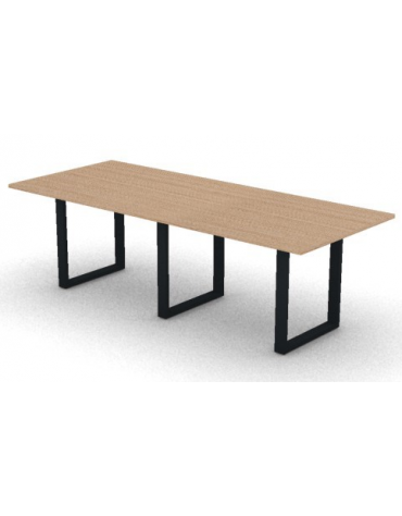 Tavolo riunione composto piano melaminico spessore mm 25 e gamba metallica ad anello chiuso - Colori a scelta - cm 240x100x74h