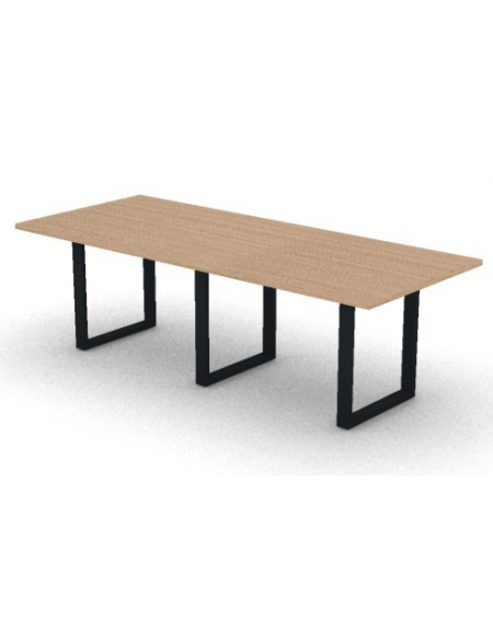 Tavolo riunione composto piano melaminico spessore mm 30 e gamba metallica ad anello chiuso - Colori a scelta - cm 240x100x74,5h