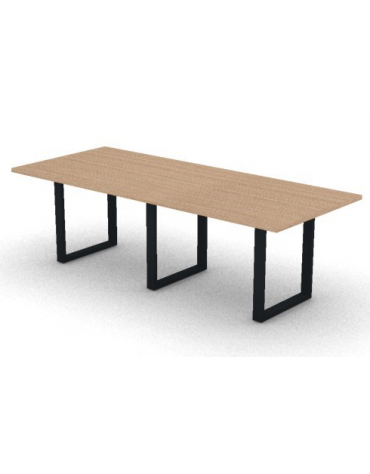 Tavolo riunione composto piano melaminico spessore mm 30 e gamba metallica ad anello chiuso - Colori a scelta - cm 280x100x74,5h
