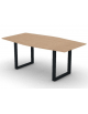 Tavolo riunione piano sagomato in melaminico spessore mm18 e gamba metallica ad anello chiuso -Colori a scelta- cm 180x100x73,5h