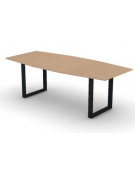 Tavolo riunione piano sagomato in melaminico spessore mm18 e gamba metallica ad anello chiuso -Colori a scelta- cm 220x100x73,5h