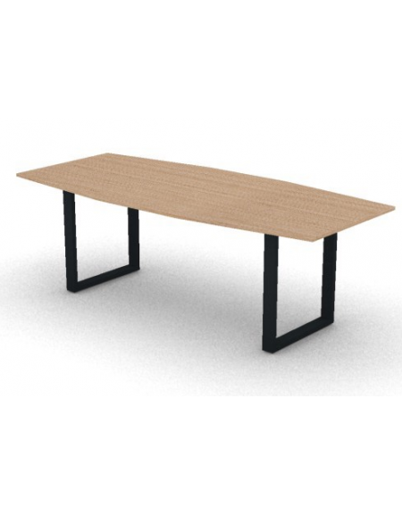 Tavolo riunione piano sagomato in melaminico spessore mm18 e gamba metallica ad anello chiuso -Colori a scelta- cm 220x100x73,5h