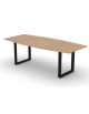 Tavolo riunione piano sagomato in melaminico spessore mm18 e gamba metallica ad anello chiuso -Colori a scelta- cm 220x100x73,5h