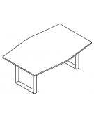 Tavolo riunione piano sagomato in melaminico spessore mm 25 e gamba metallica ad anello chiuso - Colori a scelta- cm 180x100x74h