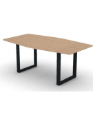 Tavolo riunione piano sagomato in melaminico spessore mm 25 e gamba metallica ad anello chiuso - Colori a scelta- cm 180x100x74h