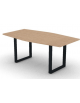 Tavolo riunione piano sagomato in melaminico spessore mm 25 e gamba metallica ad anello chiuso - Colori a scelta- cm 180x100x74h