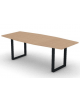Tavolo riunione piano sagomato in melaminico spessore mm 25 e gamba metallica ad anello chiuso - Colori a scelta- cm 220x100x74h