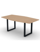 Tavolo riunione piano sagomato in melaminico spessore mm30 e gamba metallica ad anello chiuso -Colori a scelta- cm 180x100x74,5h