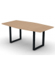 Tavolo riunione piano sagomato in melaminico spessore mm30 e gamba metallica ad anello chiuso -Colori a scelta- cm 180x100x74,5h