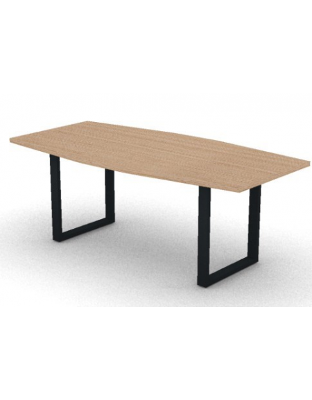 Tavolo riunione piano sagomato in melaminico spessore mm30 e gamba metallica ad anello chiuso -Colori a scelta- cm 200x100x74,5h