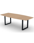 Tavolo riunione piano sagomato in melaminico spessore mm30 e gamba metallica ad anello chiuso -Colori a scelta- cm 220x100x74,5h