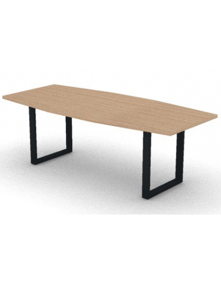 Tavolo riunione piano sagomato in melaminico spessore mm30 e gamba metallica ad anello chiuso -Colori a scelta- cm 220x100x74,5h