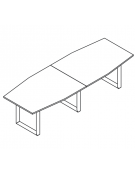 Tavolo riunione composto piano sagomato in melaminico spessore mm 18 e gamba ad anello - Colori a scelta - cm 280x100x73,5h