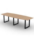Tavolo riunione composto piano sagomato in melaminico spessore mm 18 e gamba ad anello - Colori a scelta - cm 280x100x73,5h