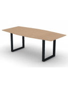 Tavolo riunione piano sagomato in melaminico spessore mm 25 e gamba metallica ad anello chiuso - Colori a scelta- cm 200x100x74h