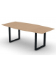 Tavolo riunione piano sagomato in melaminico spessore mm 25 e gamba metallica ad anello chiuso - Colori a scelta- cm 200x100x74h