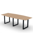 Tavolo riunione composto piano sagomato in melaminico spessore mm 18 e gamba ad anello - Colori a scelta - cm 240x100x73,5h