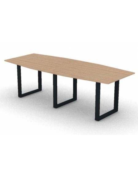 Tavolo riunione composto piano sagomato in melaminico spessore mm 18 e gamba ad anello - Colori a scelta - cm 240x100x73,5h