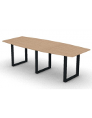 Tavolo riunione composto piano sagomato in melaminico spessore mm 25 e gamba ad anello - Colori a scelta - cm 240x100x74h