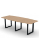 Tavolo riunione composto piano sagomato in melaminico spessore mm 25 e gamba ad anello - Colori a scelta - cm 240x100x74h